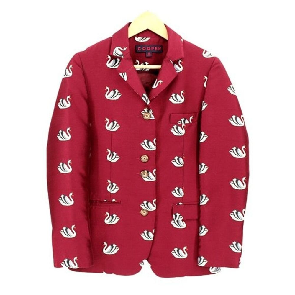 Cooper Trelise Cooper Jacket Swan Song Blazer Burgundy Embroidered Jacquard US 4 - Picture 2 of 12